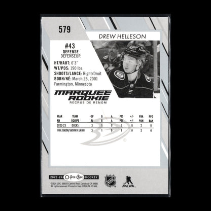 2023-24 O-Pee-Chee DREW HELLESON #579 Marquee rookie RC - Anaheim Ducks