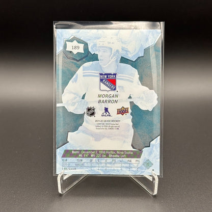 2021-22 UD Ice MORGAN BARRON #189 Ice Premieres Blue Rookie 312/599 - NY Rangers