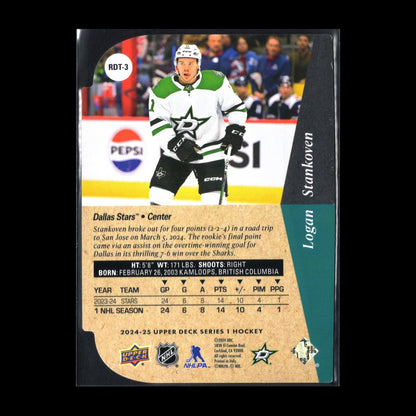 2024-25 UD Series 1 LOGAN STANKOVEN #RDT-3 1994-95 Rookie Die-Cut RC