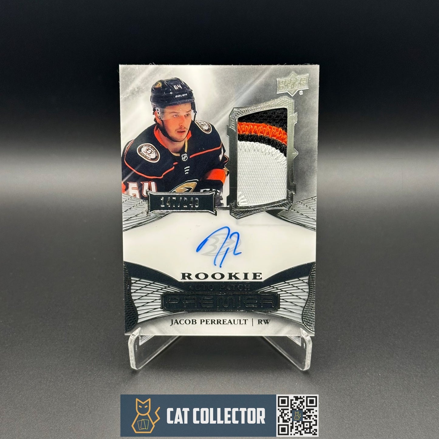 2022-23 UD Premier JACOB PERREAULT #AR-JP Rookie Auto Patch RC /249