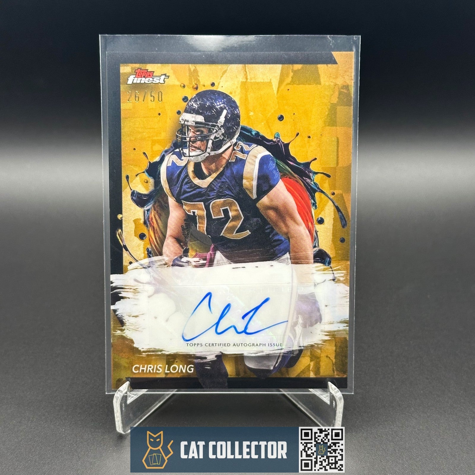 2024 Topps Finest CHRIS LONG #FA-CL Gold Refractor Auto 26/50 - St. Louis Rams