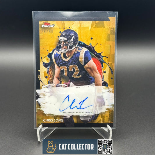 2024 Topps Finest CHRIS LONG #FA-CL Gold Refractor Auto 26/50 - St. Louis Rams