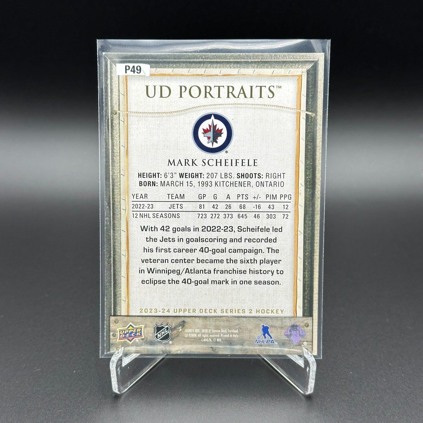 2023-24 UD Series 2 MARK SCHEIFELE #P49 UD Portraits - Winnipeg Jets