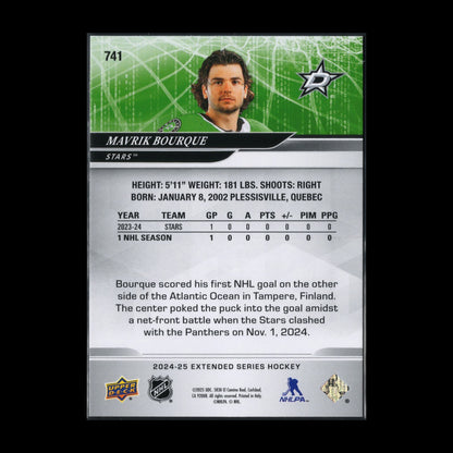 2024-25 UD Extended Series MAVRIK BOURQUE #741 1st Round Draft - Dallas Stars