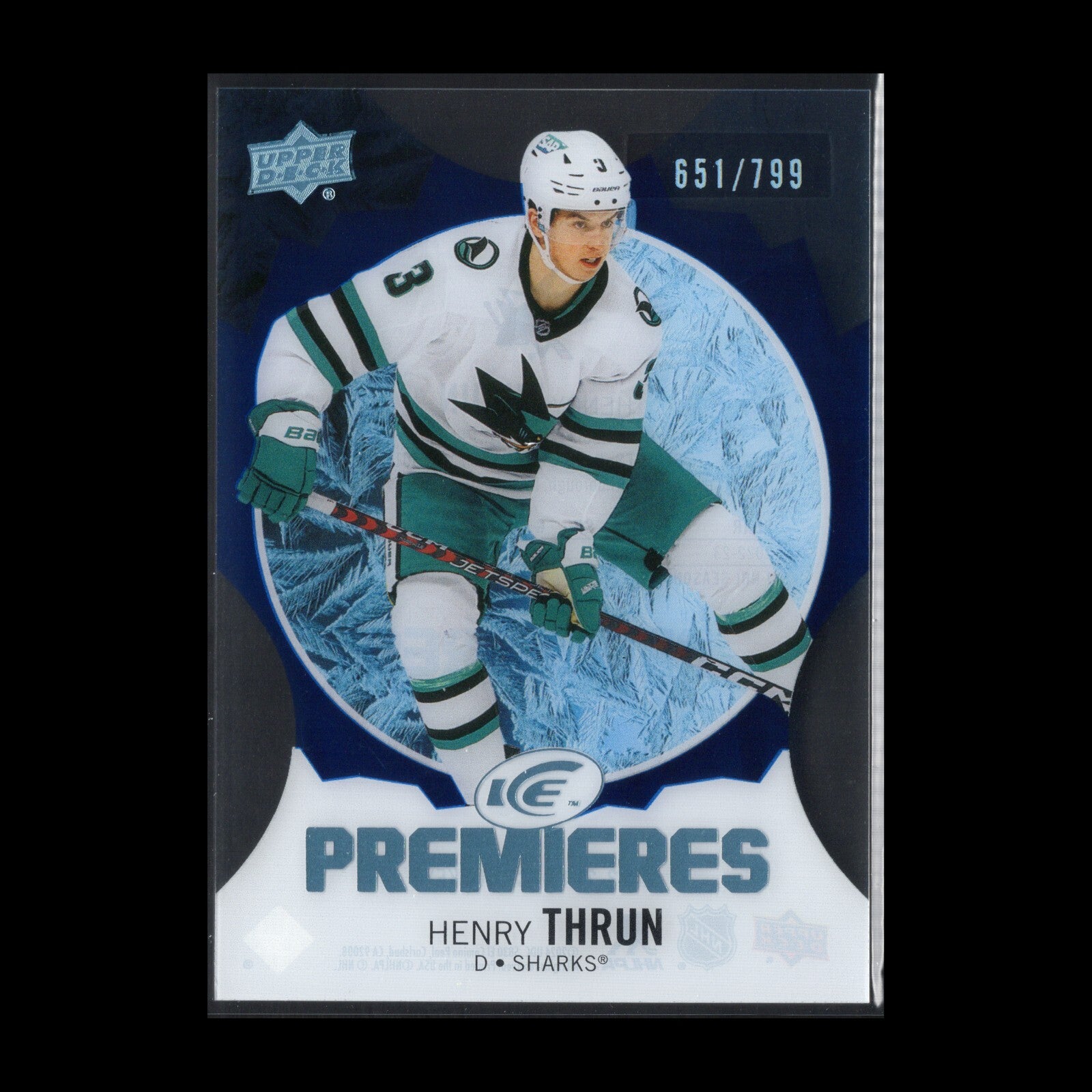 2023-24 UD Ice HENRY THRUN #199 Ice Premieres Blue Parallel 651/799 Rookie RC