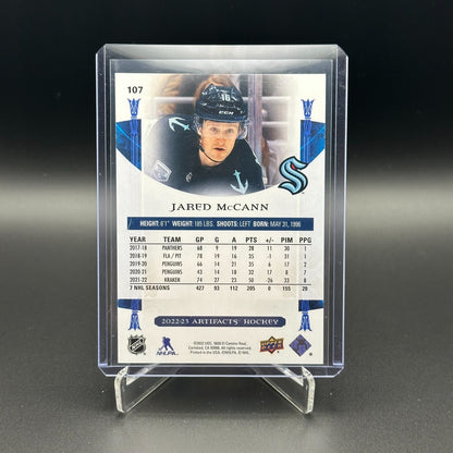 2022-23 UD Artifacts JARED MCCANN #107 Light Blue Steel /85 - Seattle Kraken