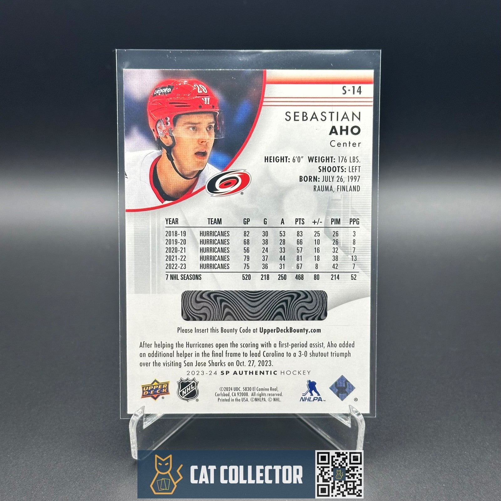 2023-24 UD SP Authentic SEBASTIAN AHO #S-14 Spectrum FX Bounty