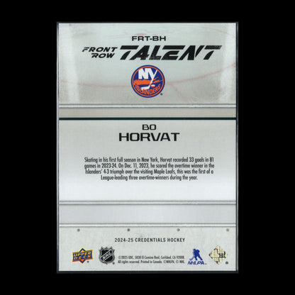 2024-25 UD Credentials BO HORVAT #FRT-BH Front Row Talent - New York Islanders