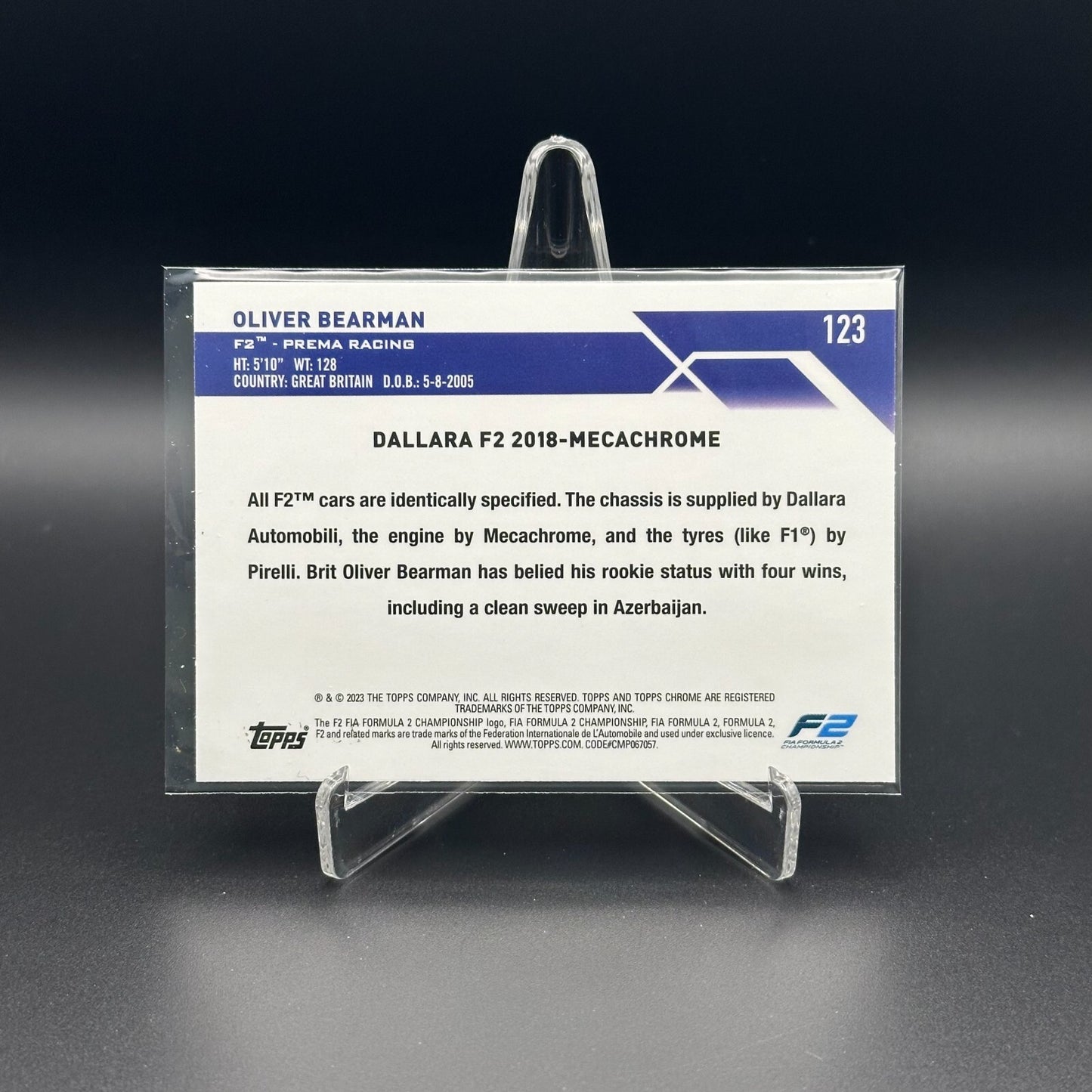 2023 Topps Chrome Formula 2 OLIVER BEARMAN #123 Mini diamond Refractor RC /299
