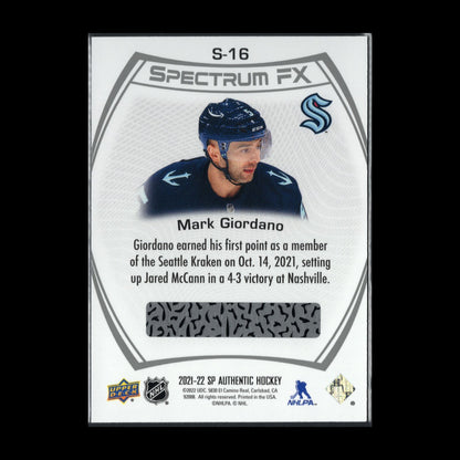 2021-22 UD SP Authentic MARK GIORDANO #S-16 Spectrum FX Bounty Unscratched