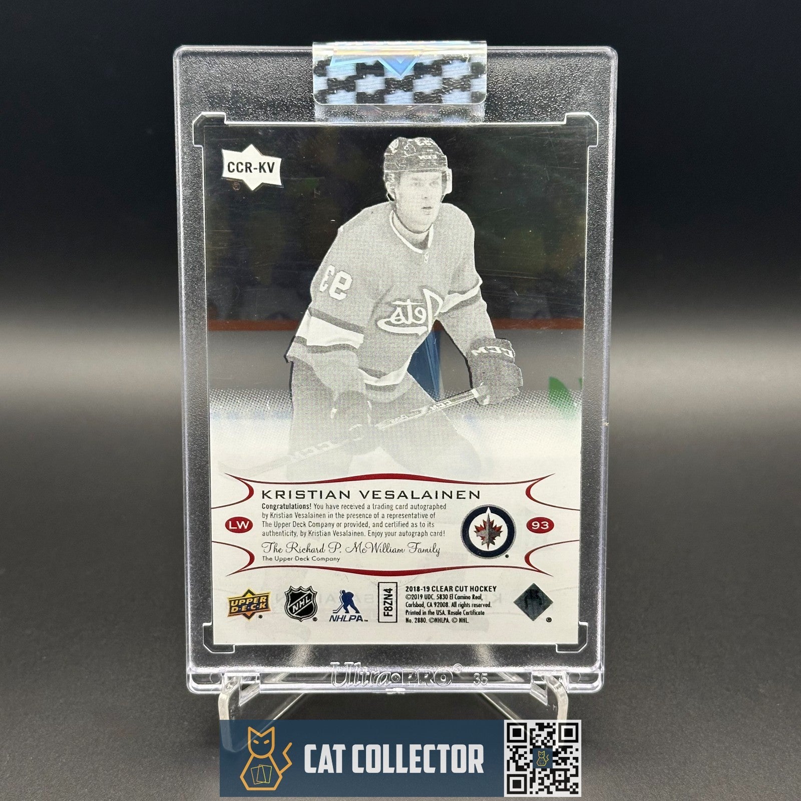 2018-19 Clear Cut KRISTIAN VESALAINEN #CCR-KV UD Exclusivec Rookie RC /65 AUTO