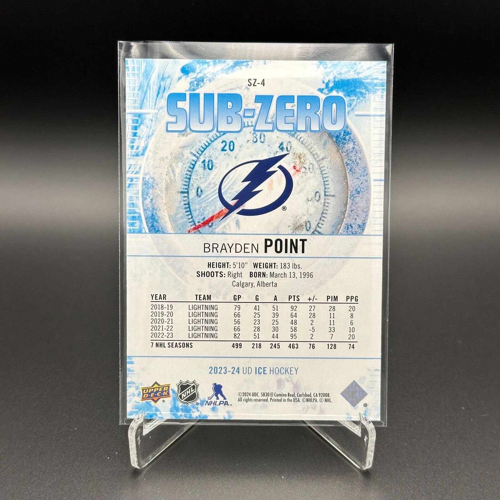 2023-24 UD Ice BRAYDEN POINT #SZ-4 Sub-Zero - Tampa Bay Lightning