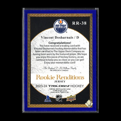 2023-24 UD Trilogy VINCENT DESHARNAIS #RR-38 Rookie Renditions Jersey