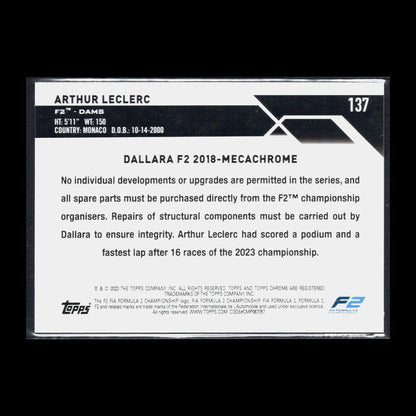 2023 Topps Chrome Formula 1 ARTHUR LECLERC #137 F2 Cars