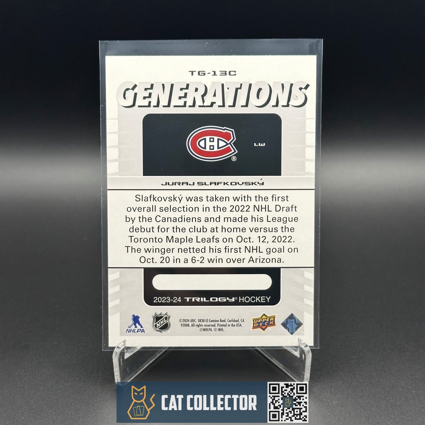 2023-24 UD Trilogy JURAJ SLAFKOVSKY #TG-13C Generations - Montreal Canadiens