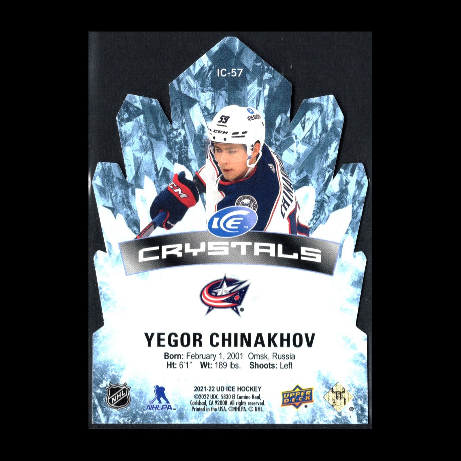 2021-22 UD Ice YEGOR CHINAKHOV #IC-57 Ice Crystals Rookies Die-Cut RC