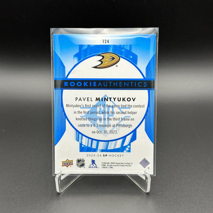 2023-24 UD SP Authentic PAVEL MINTYUKOV #124 Rookie Authentics - Anaheim Ducks