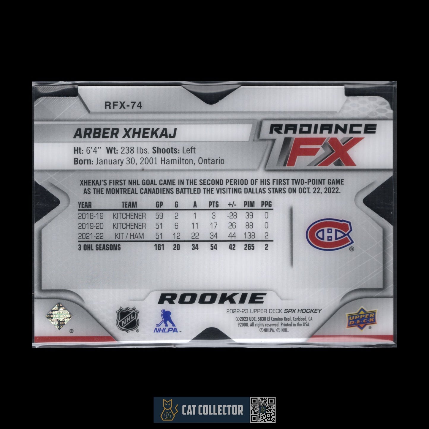 2022-23 UD SPx ARBER XHEKAJ #RFX-74 Radiance FX Blue Rookie RC /399