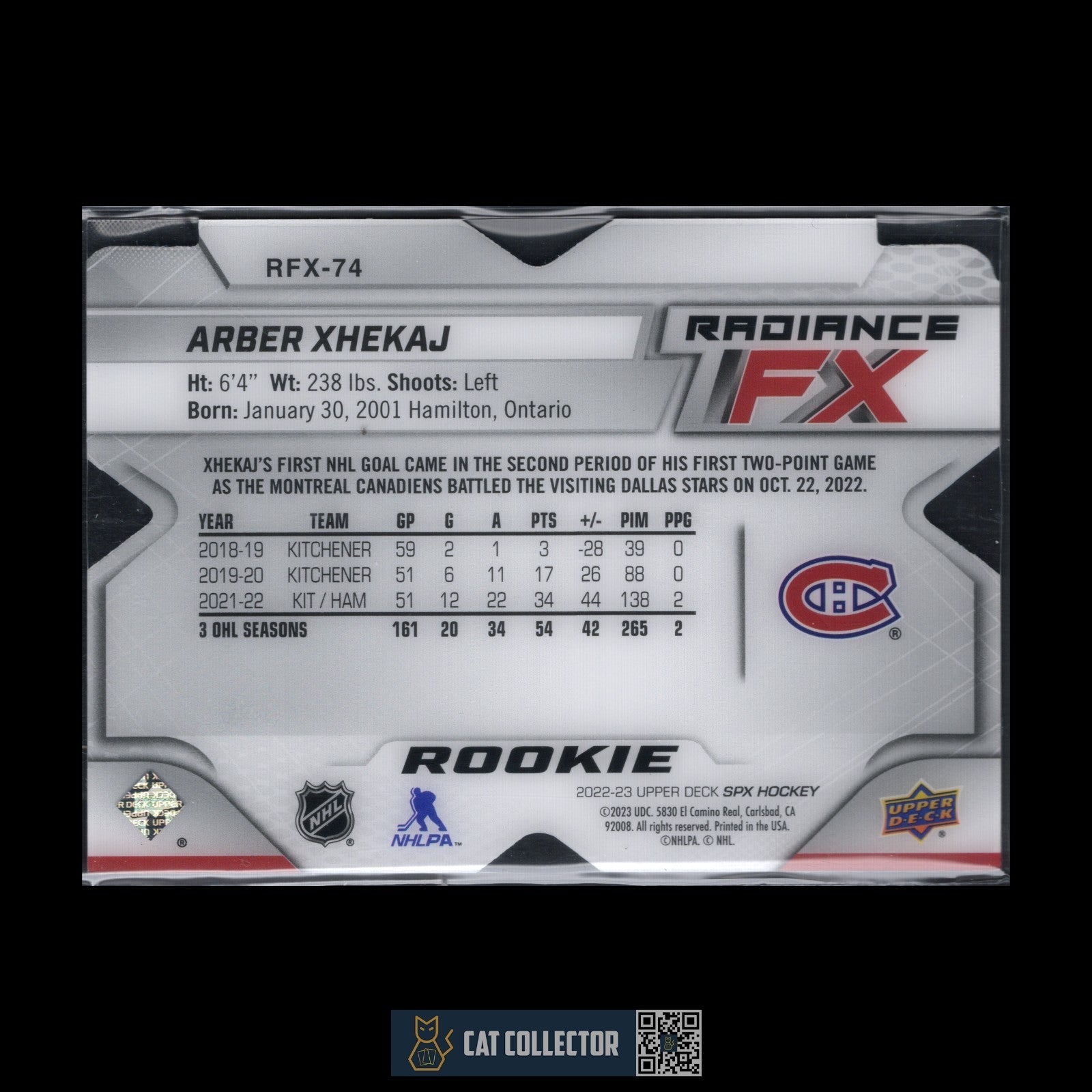 2022-23 UD SPx ARBER XHEKAJ #RFX-74 Radiance FX Blue Rookie RC /399