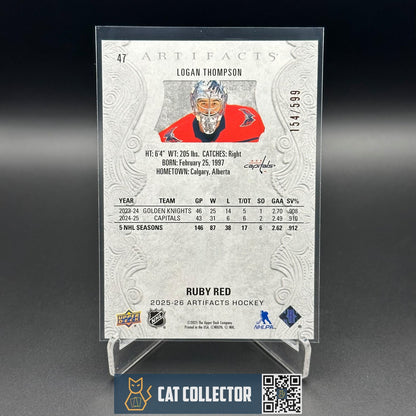 2025-26 UD Artifacts LOGAN THOMPSON #47 Ruby Red /599 - Washington Capitals