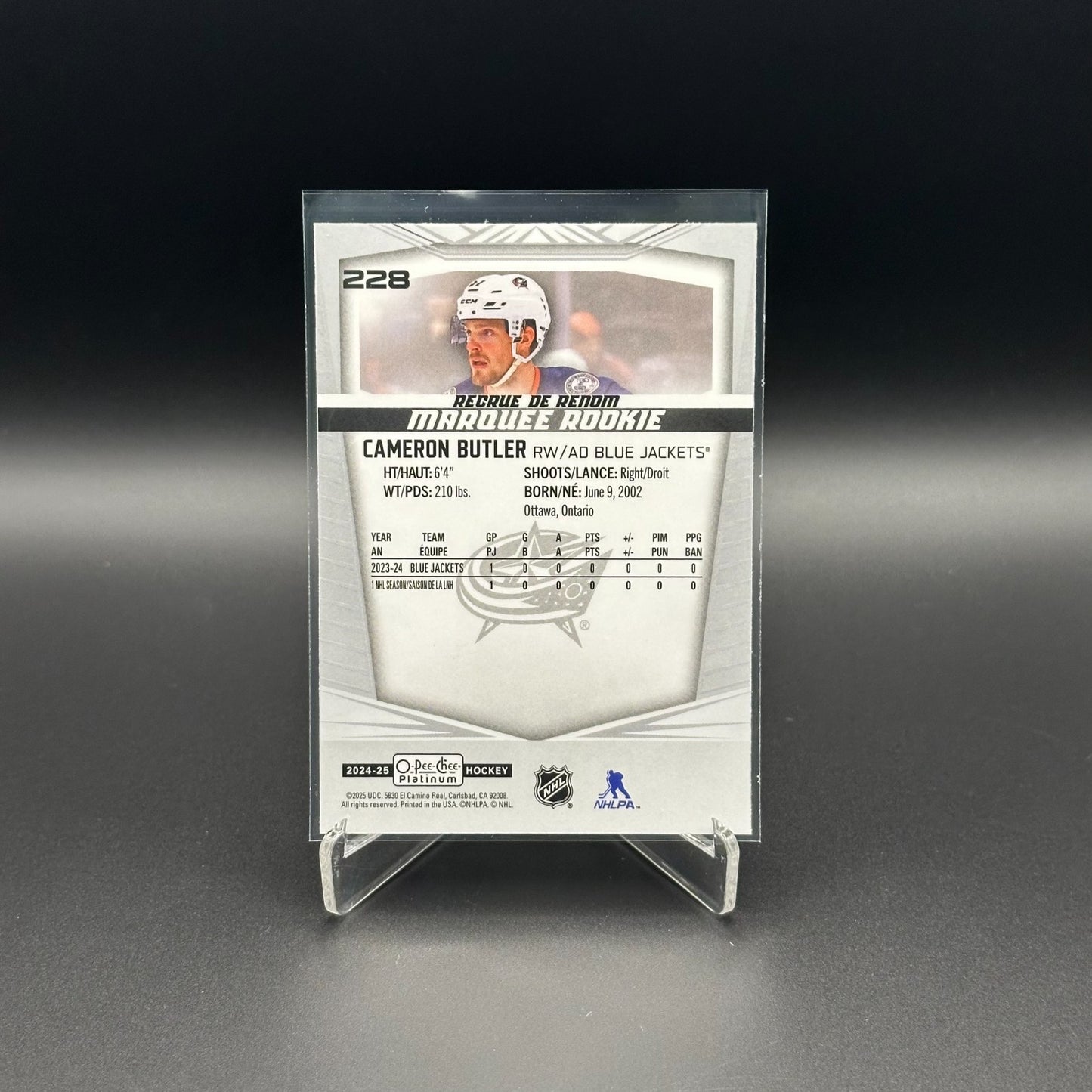 2024-25 O-Pee-Chee Platinum CAMERON BUTLER #228 Marquee Rookie RC
