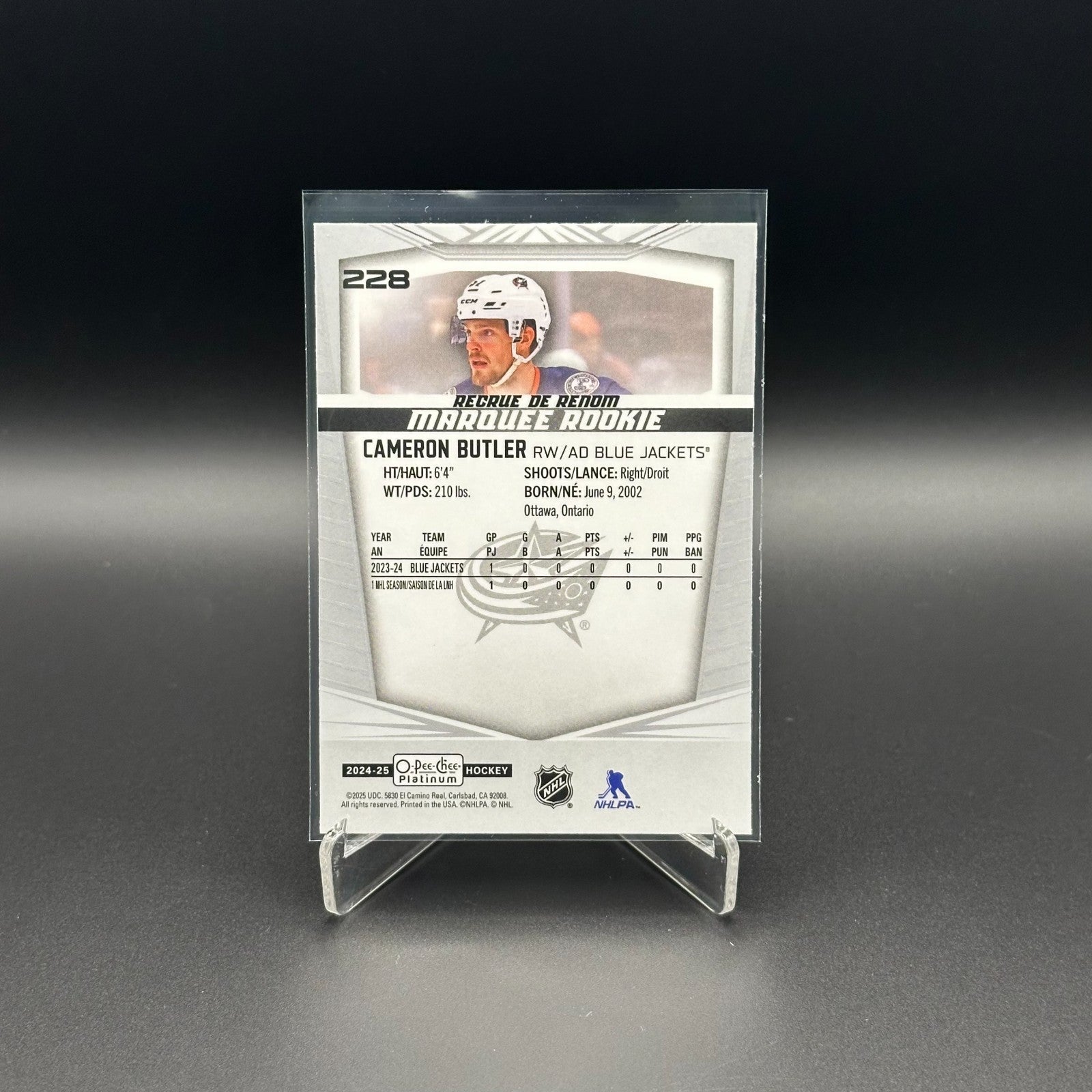 2024-25 O-Pee-Chee Platinum CAMERON BUTLER #228 Marquee Rookie RC
