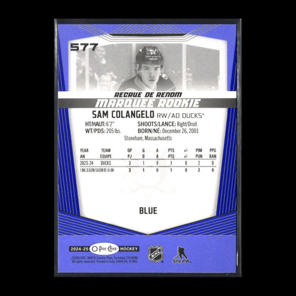 2024-25 O-Pee-Chee SAM COLANGELO #577 Marquee rookie Blue parallel RC