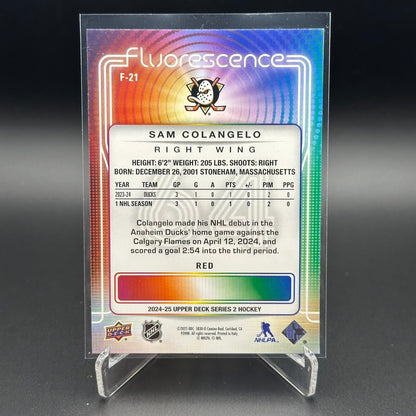 2024-25 UD Series 2 SAM COLANGELO #F-21 Flurescence Red - Anaheim Ducks
