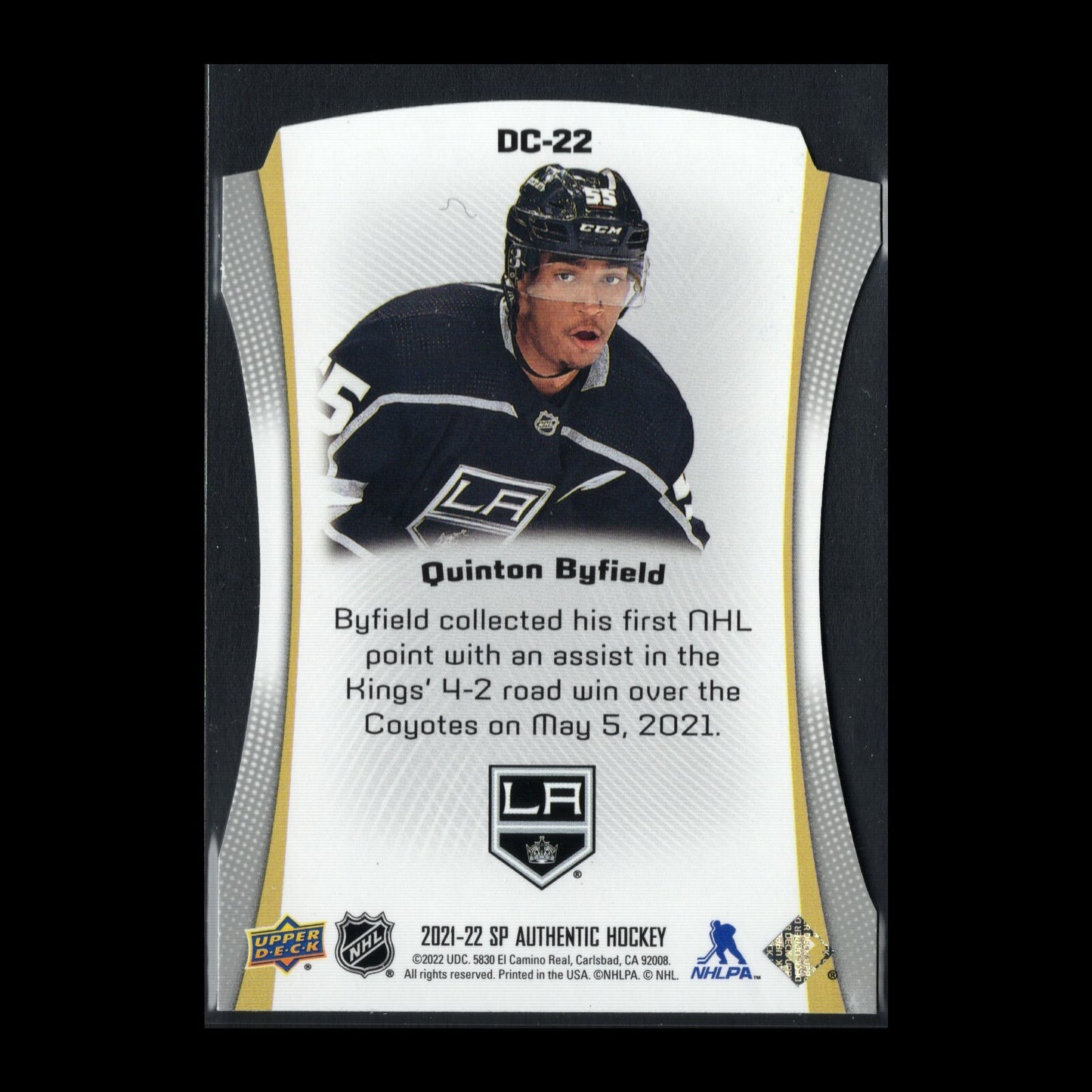 2021-22 UD SP Authentic QUINTON BYFIELD #DC-22 Die-cut Rookie RC