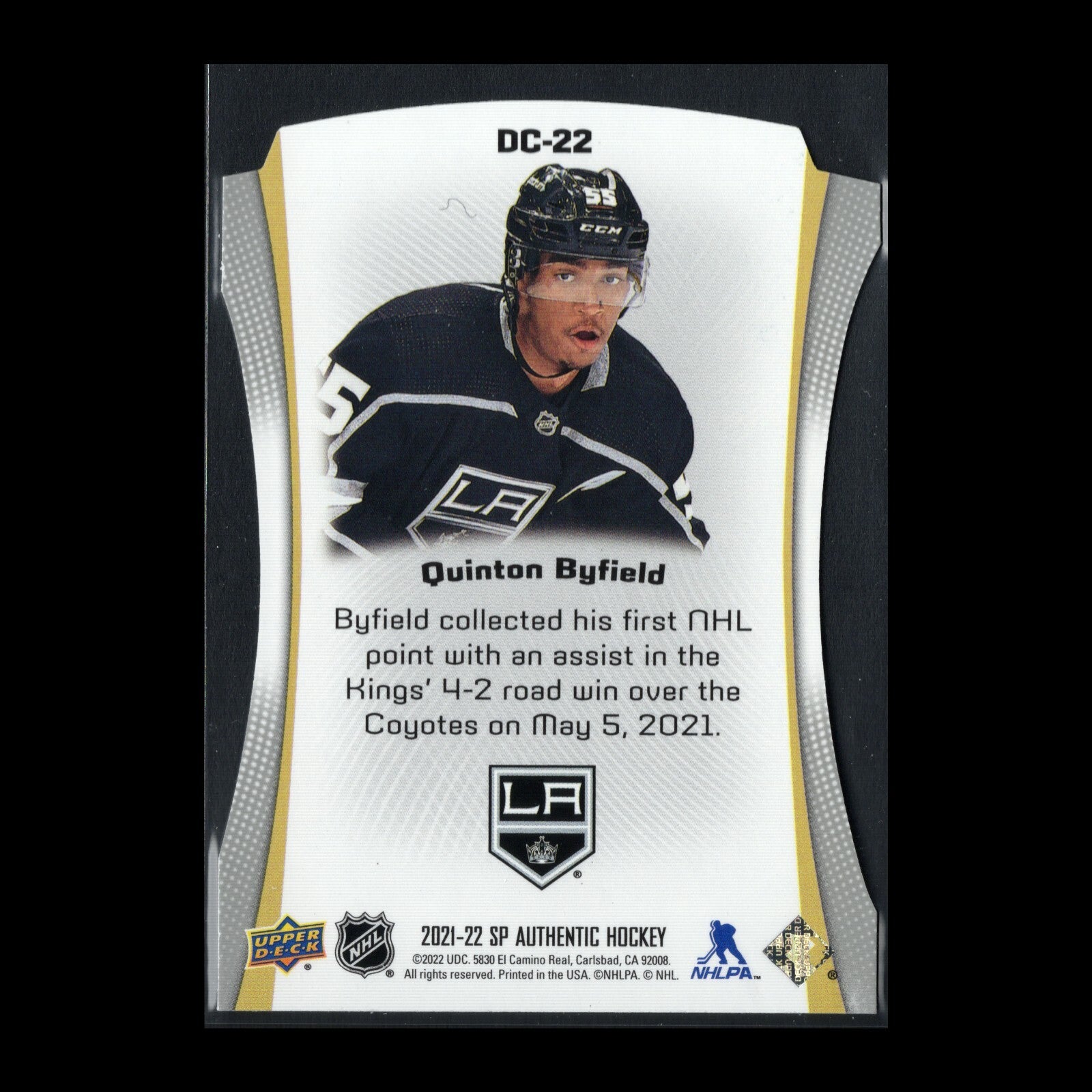 2021-22 UD SP Authentic QUINTON BYFIELD #DC-22 Die-cut Rookie RC