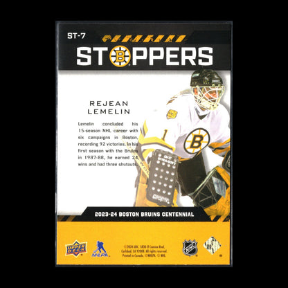 2023-24 UD Boston Bruins Centennial REJEAN LEMELIN #ST-7 Stoppers