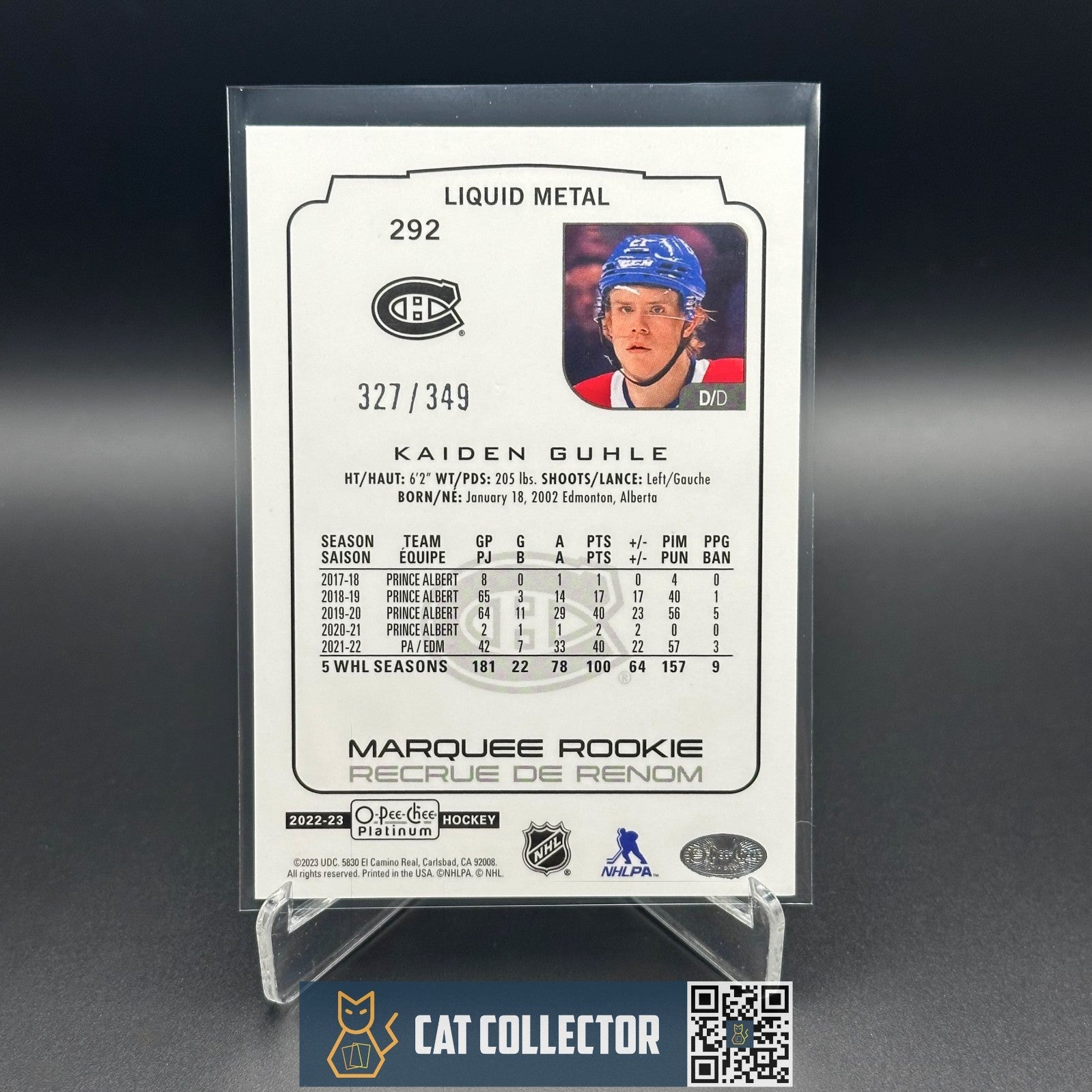 2022-23 O-Pee-Chee Platinum KAIDEN GUHLE #292 Liquid Metal Marquee Rookie /349