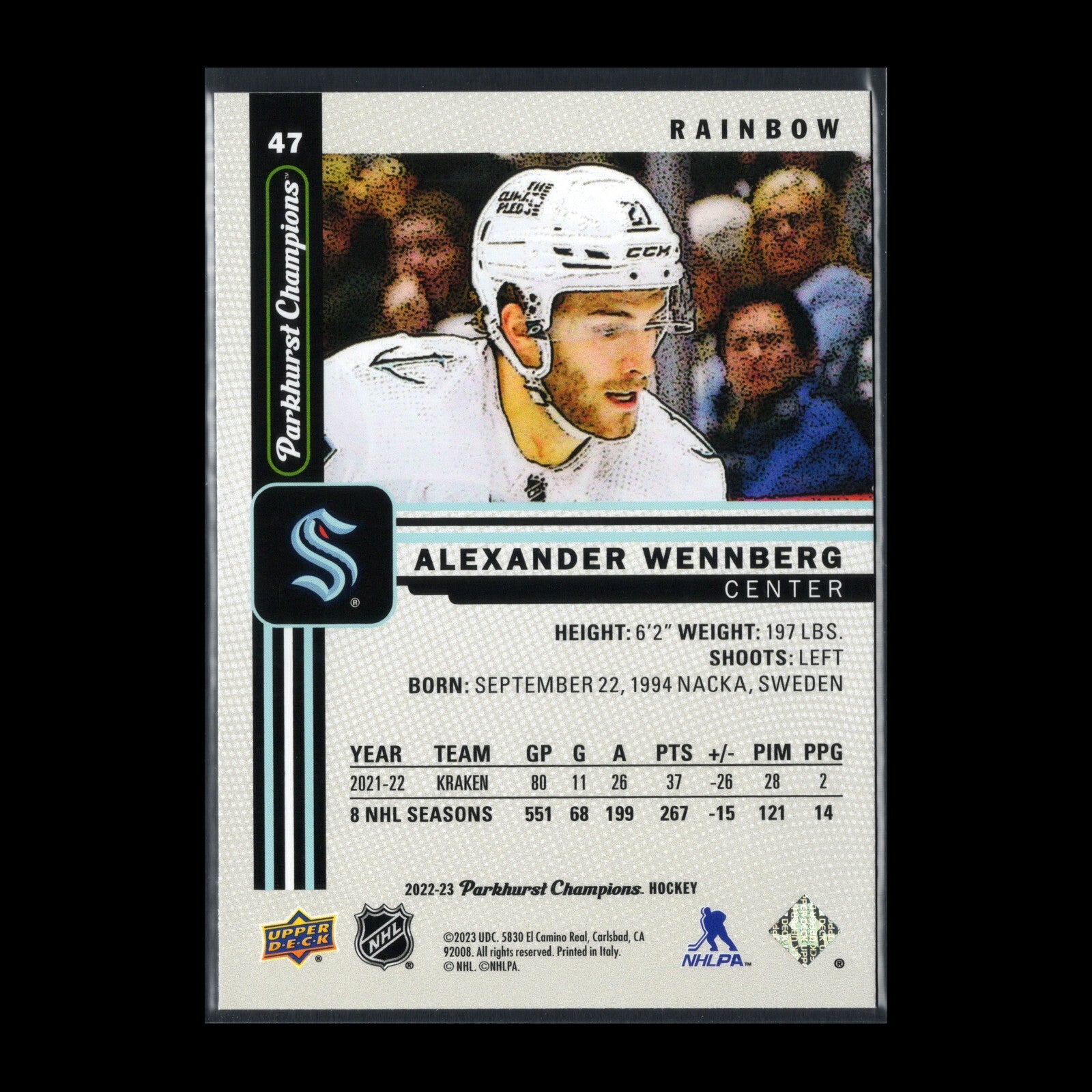 2022-23 UD Parkhurst Champions ALEXANDER WENNBERG #47 Rainbow - Seattle Kraken