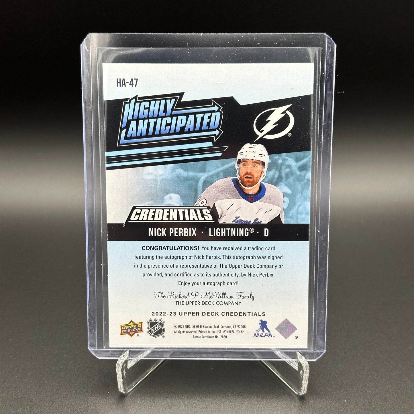 2022-23 UD Credentials NICK PERBIX #HA-47 Highly Anticipated AUTOGRAPH