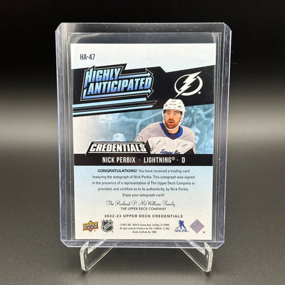 2022-23 UD Credentials NICK PERBIX #HA-47 Highly Anticipated AUTOGRAPH