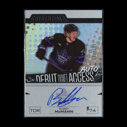 2023-24 UD Credentials BOBBY MCMANN #DTAA-BM Debut Ticket Access Ice Blue /299