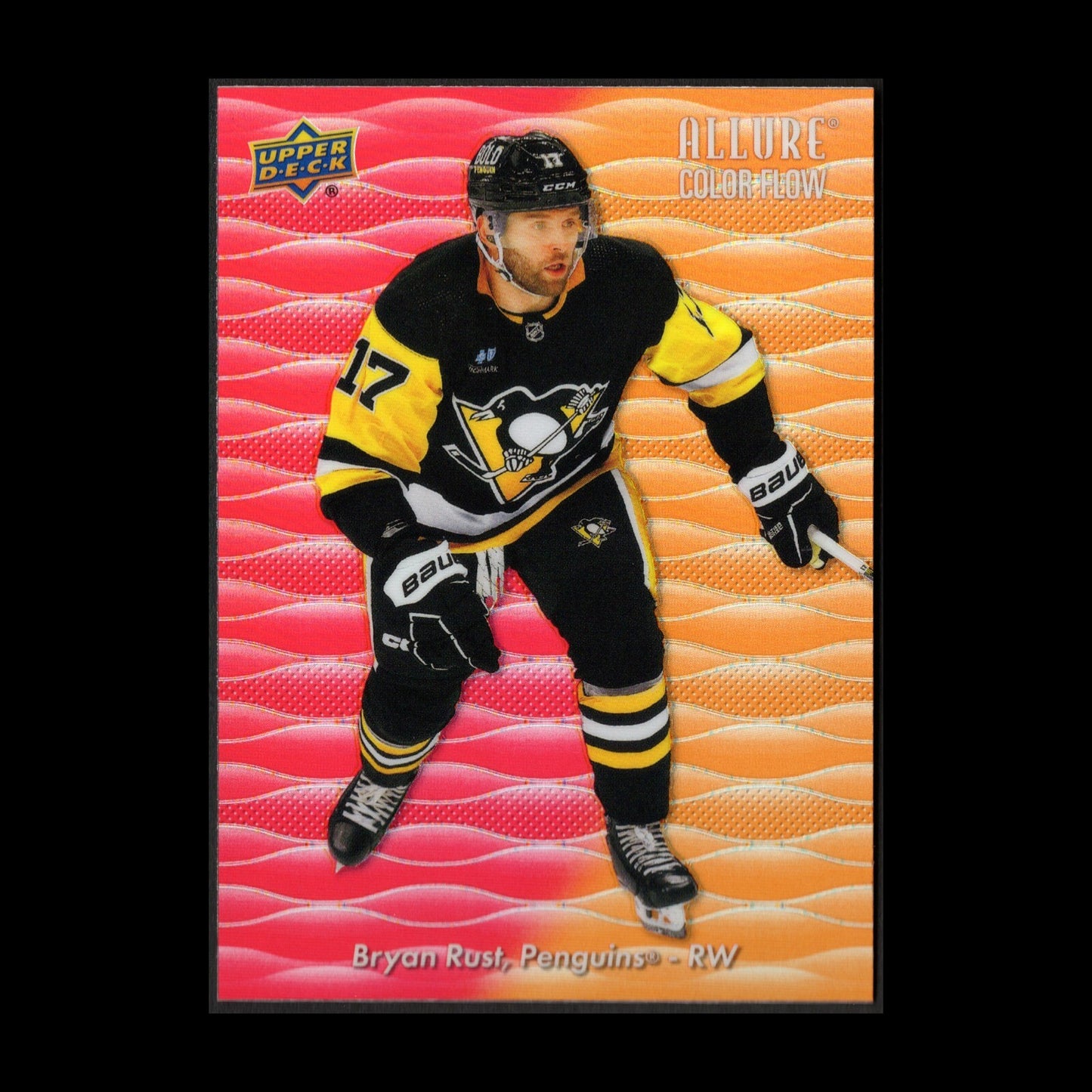 2023-24 UD Allure BRYAN RUST #CF-7 Color Flow Red-Orange - Pittsburgh Penguins