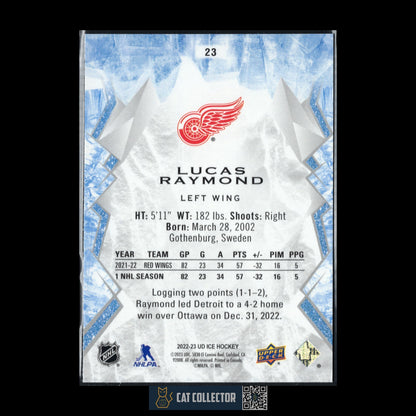2022-23 UD Ice LUCAS RAYMOND #23 Green - Detroit Red Wings
