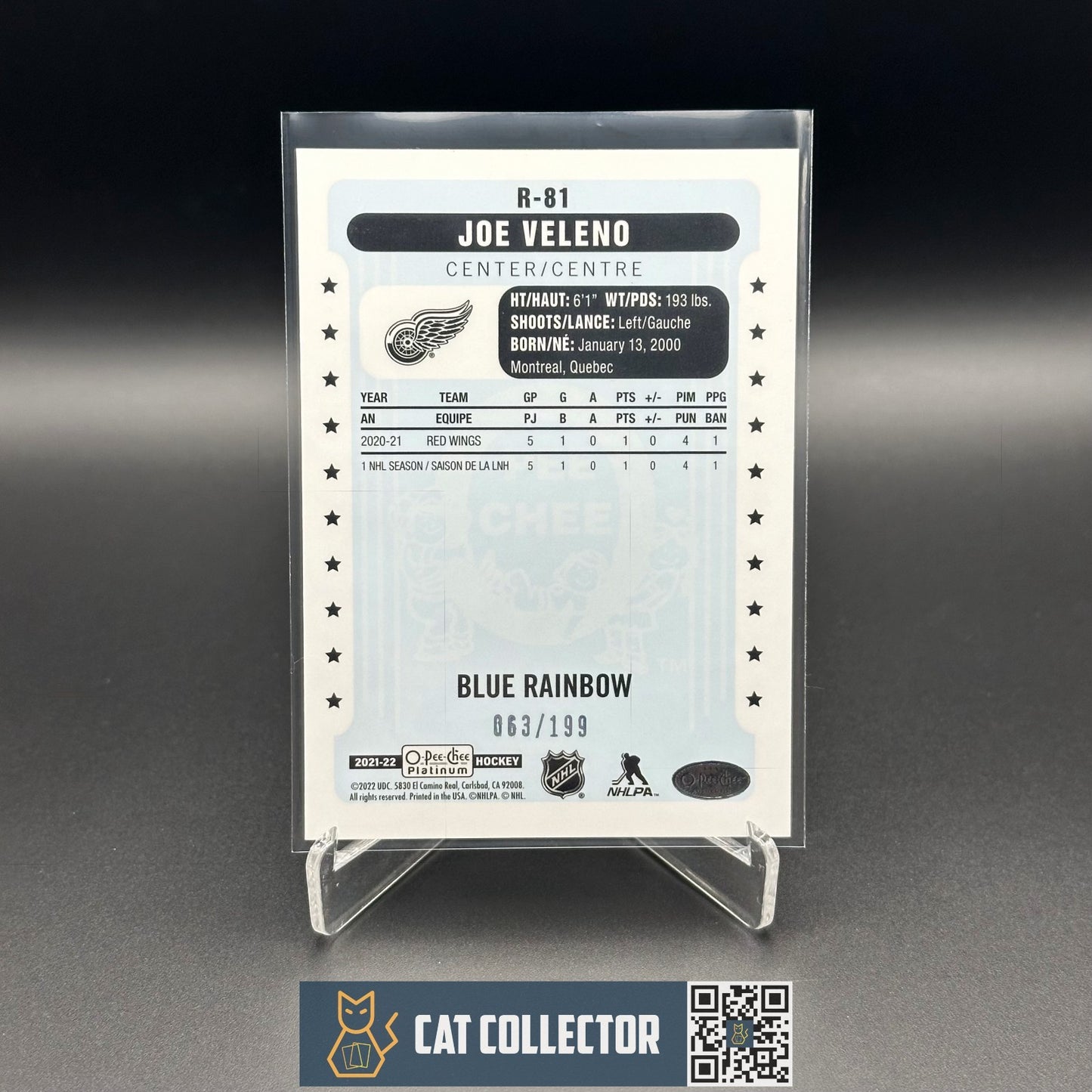 2021-22 O-Pee-Chee Platinum JOE VELENO #R-81 Retro Blue Rainbow Rookie RC /199