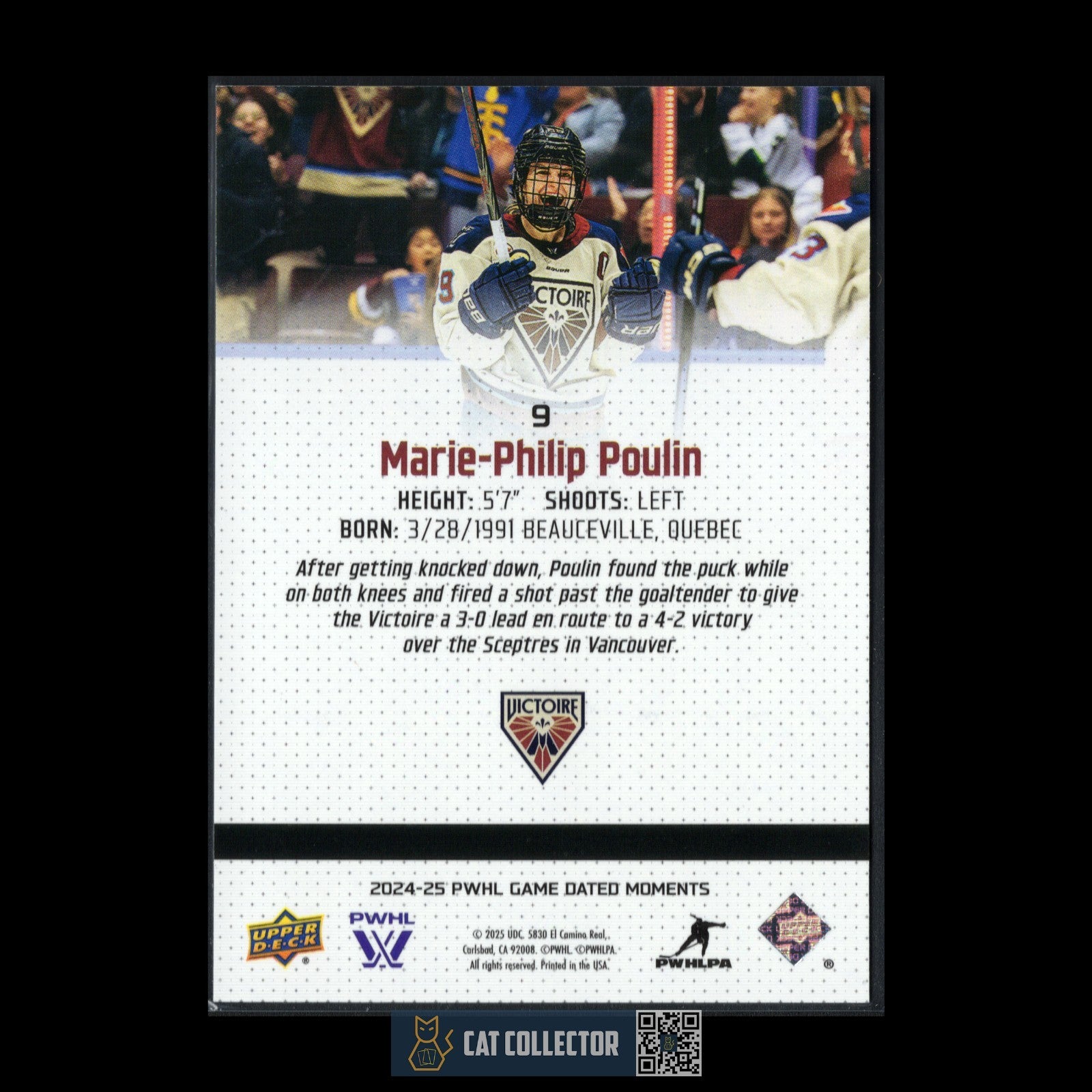 2024-25 UD PWHL Game Dated Moments MARIE-PHILIP POULIN #9 ONLINE EXCUSIVE!