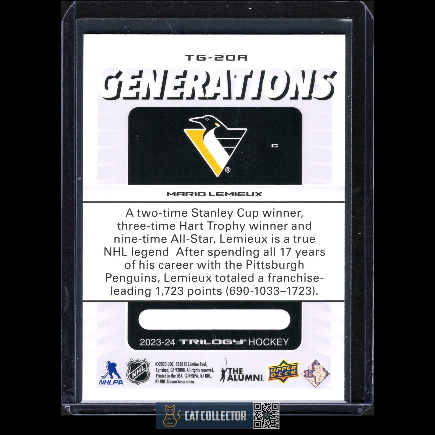 2023-24 UD Trilogy MARIO LEMIEUX #TG-20A Generations