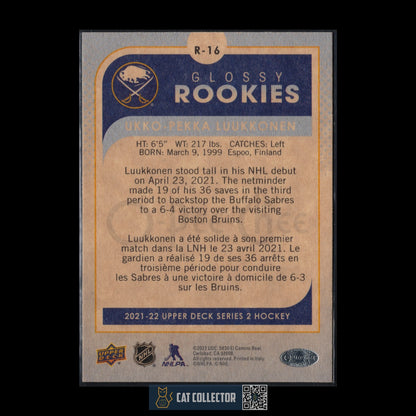 2021-22 UD Series 2 UKKO-PEKKA LUUKKONEN #R-16 OPC Glossy Rookies Silver RC