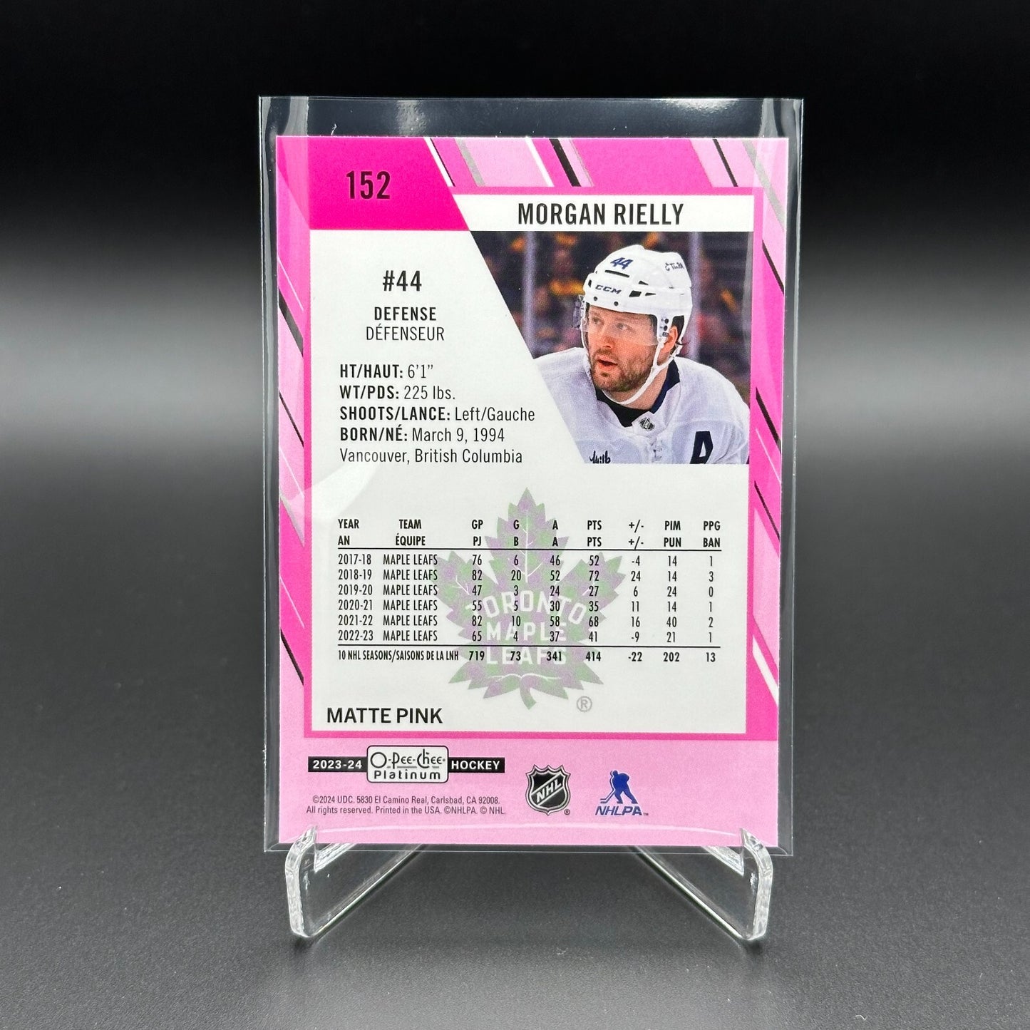 2023-24 O-Pee-Chee Platinum MORGAN RIELLY #152 Matte Pink - Toronto Maple Leafs