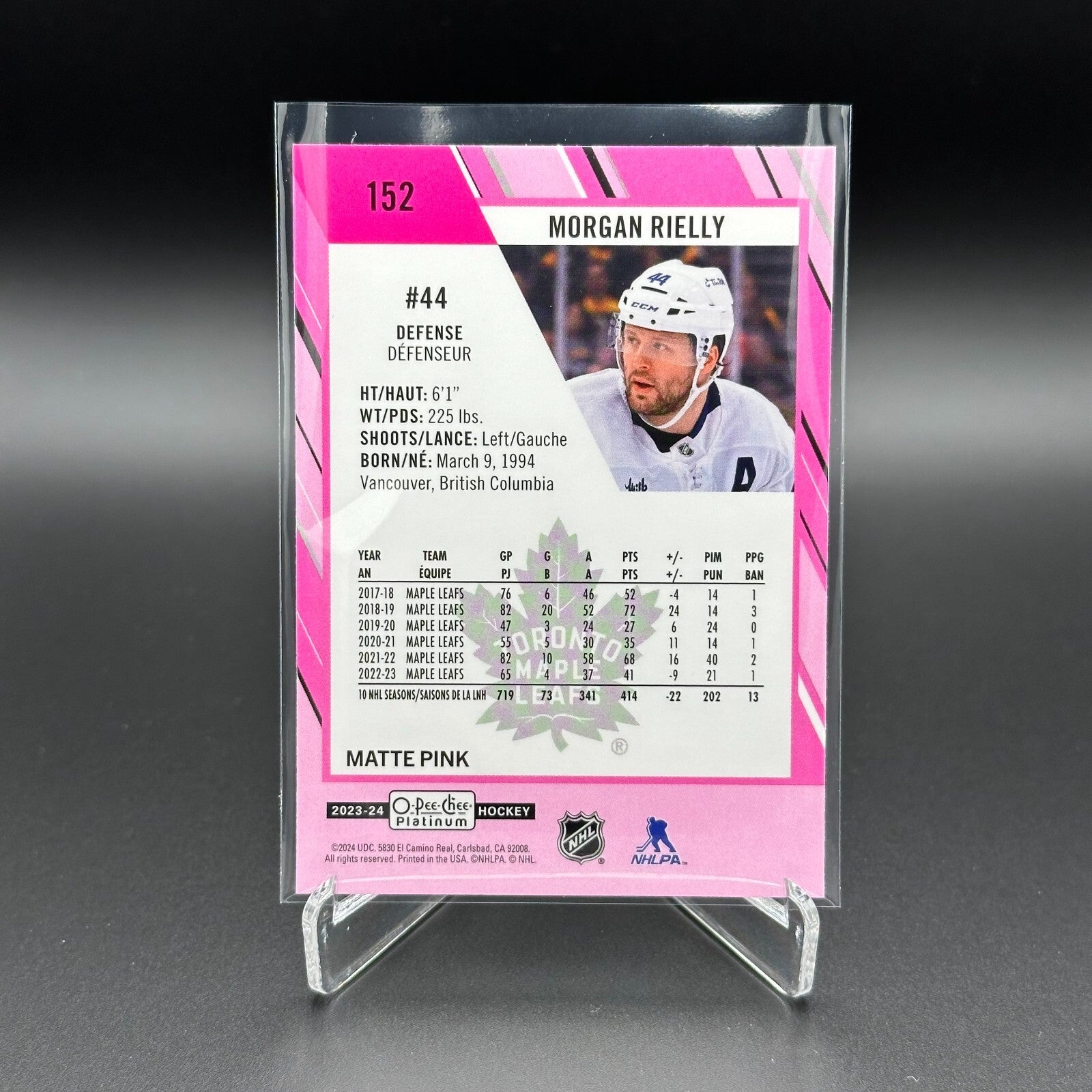 2023-24 O-Pee-Chee Platinum MORGAN RIELLY #152 Matte Pink - Toronto Maple Leafs