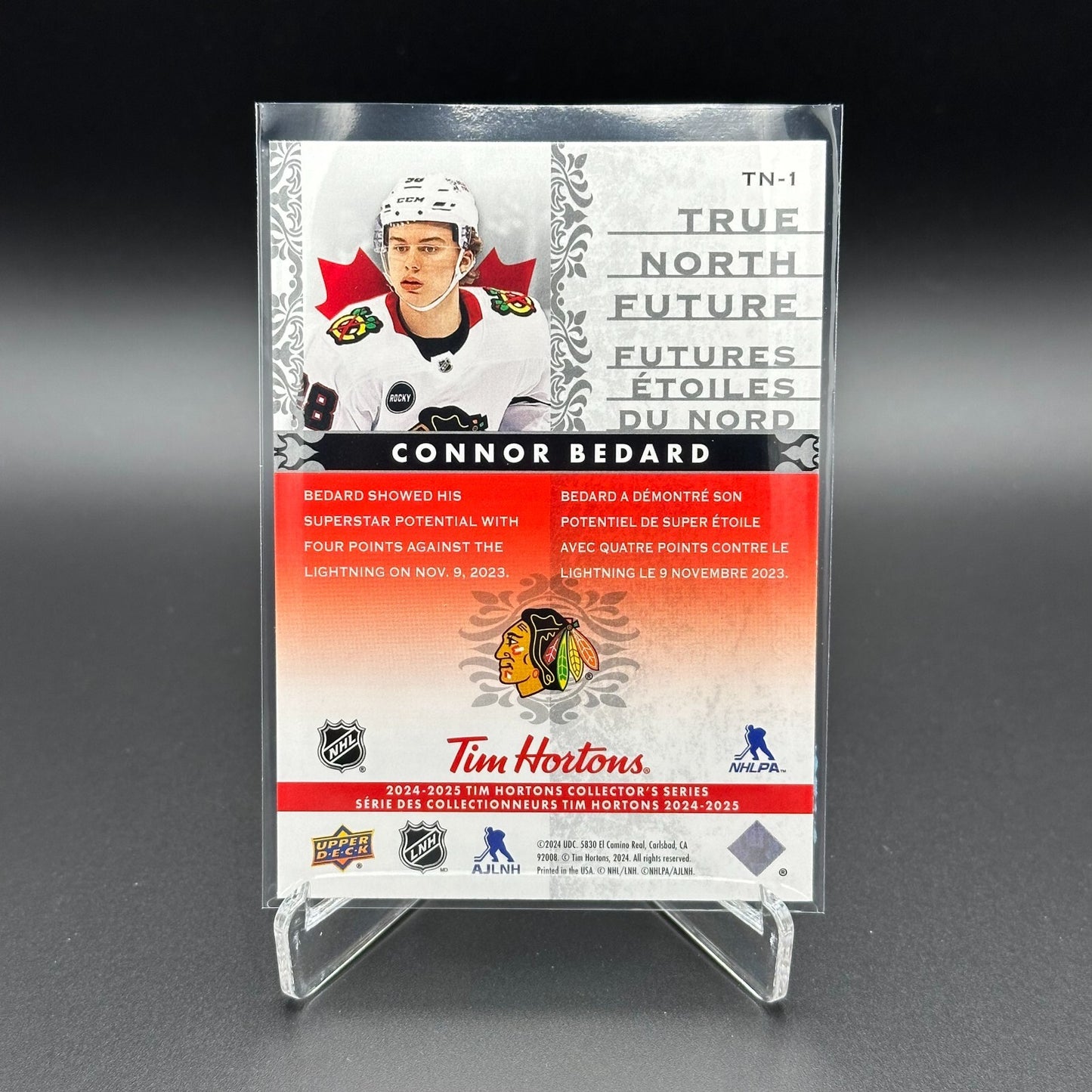 2024-25 UD Tim Hortons CONNOR BEDARD #TH-1 True North Future Chicago Blackhawks