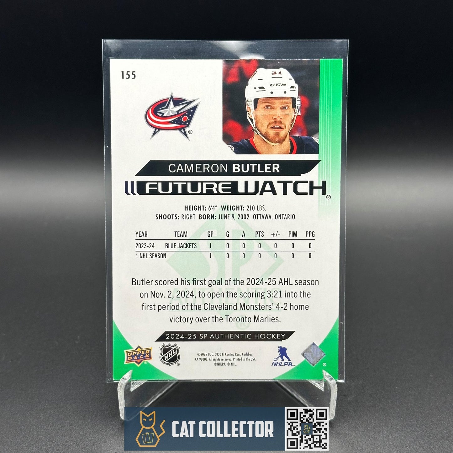 2024-25 UD SP Authentic CAMERON BUTLER #155 Future Watch Limited Green RC /199