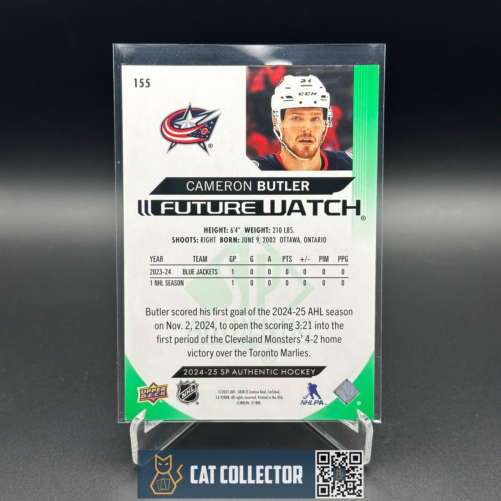 2024-25 UD SP Authentic CAMERON BUTLER #155 Future Watch Limited Green RC /199