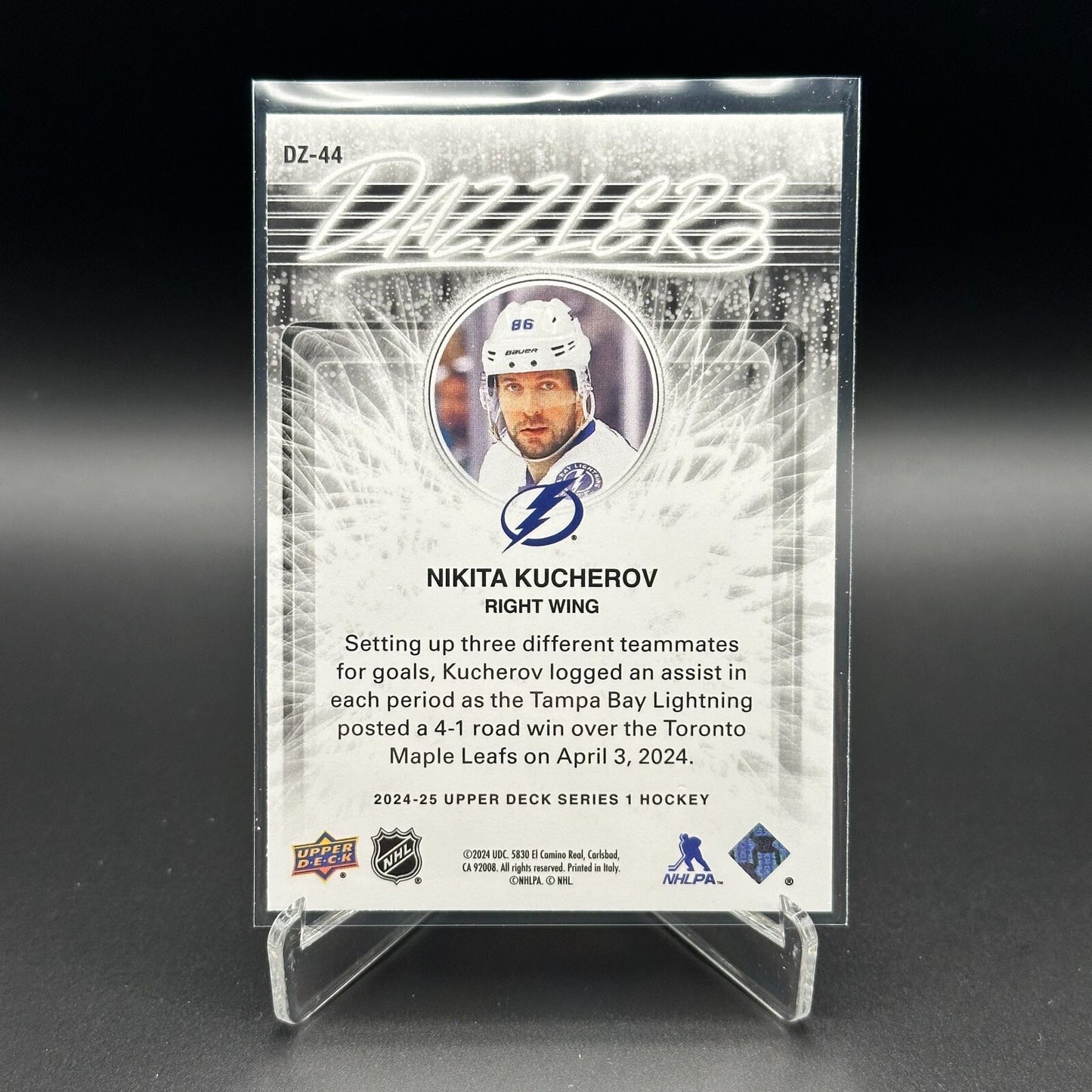 2024-25 UD Series 1 NIKITA KUCHEROV #DZ-44 Dazzlers Blue - Tamba Bay Lightning