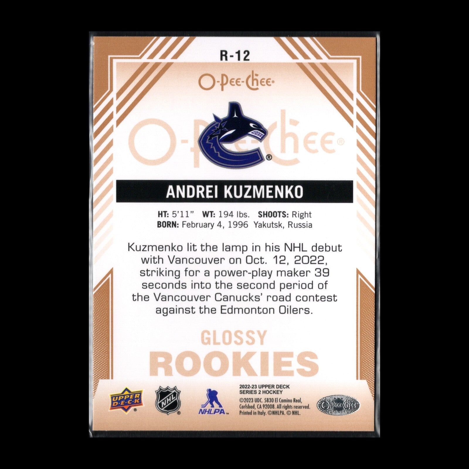 2022-23 O-Pee-Chee Series 2 ANDREI KUZMENKO #R-12 Glossy Rookie Bronze