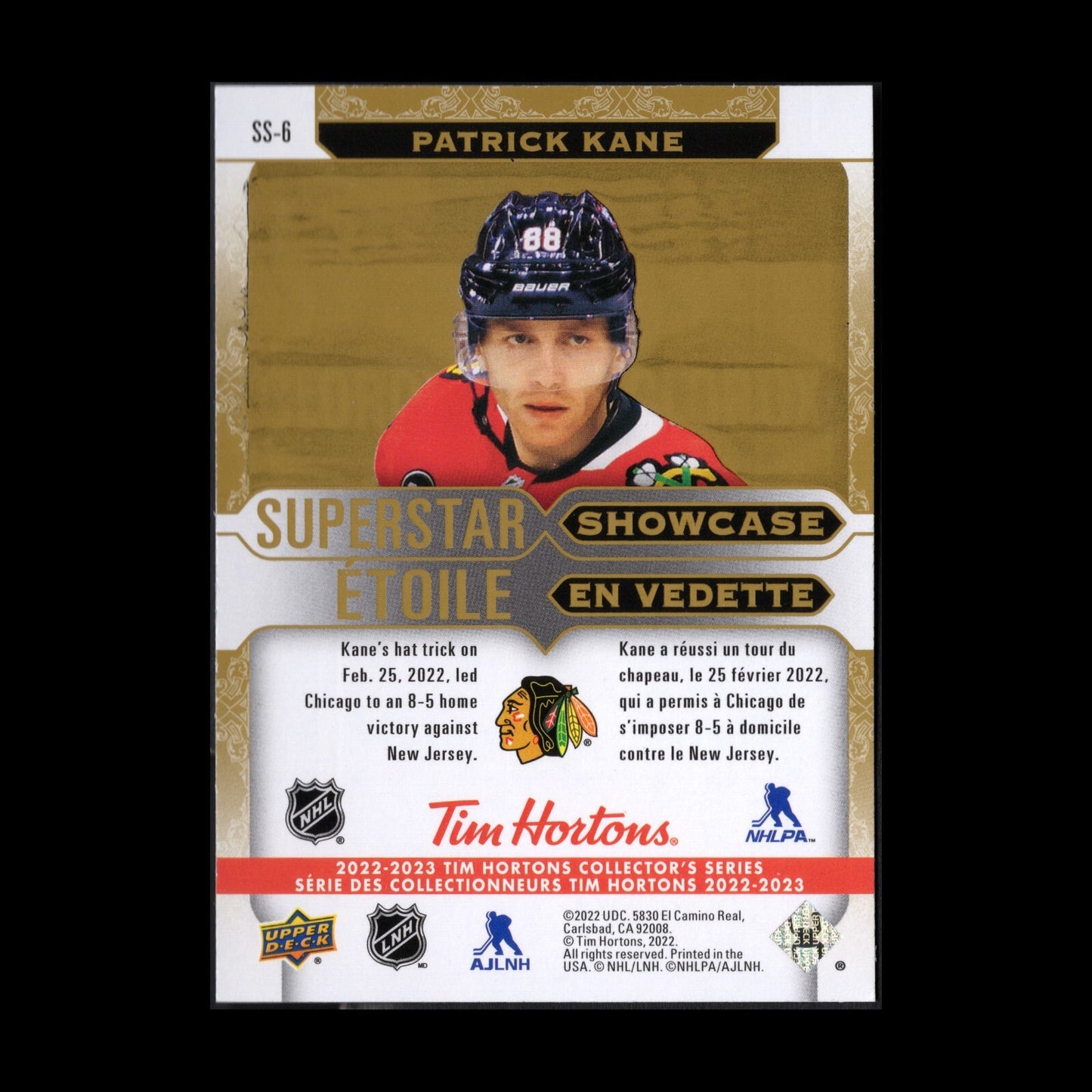 2022-23 UD Tim Hortons PATRICK KANE #SS-6 Superstar Showcase